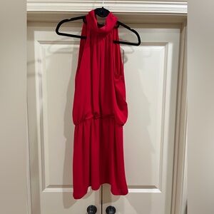 Red Sleeveless Funnel Neck Dress by Olivaceous | Medium 💃🏼